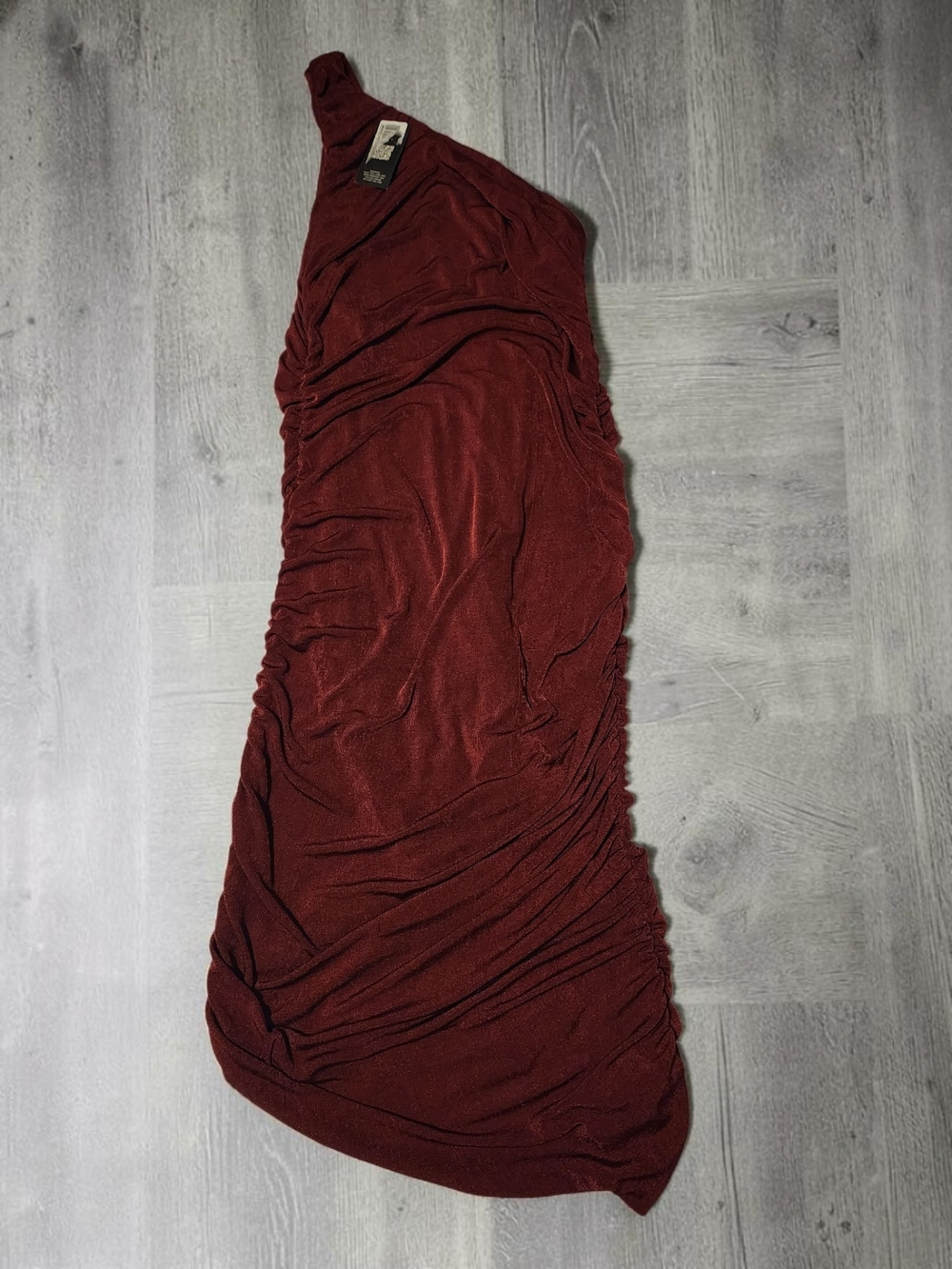NWT 24seven Comfort Apparel One-Shoulder Ruched Bodycon Dress